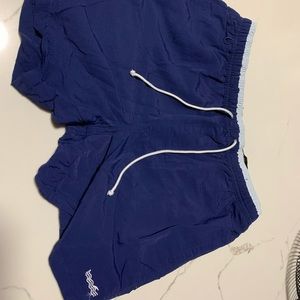 Navy Nylon swim trunks 5” inseam